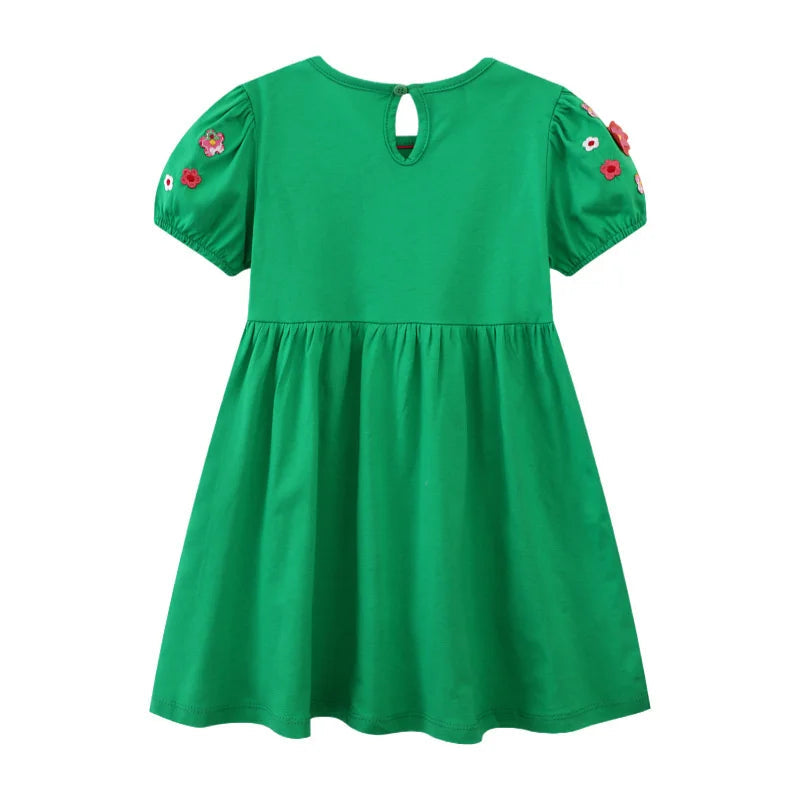Jumping Meters 2-7T Animals Embroidery Applique Summer Dots Lovely Children's Girls Dresses Birthday Party Cute Baby Clothing Good Vibrations
