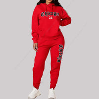 Women's Sets Hoodies Pants 2 Piece Outfits Aesthetic Sportswear Sweatsuit Chicago Graphic Letter Print Plus Size Pink Tracksuit Good Vibrations