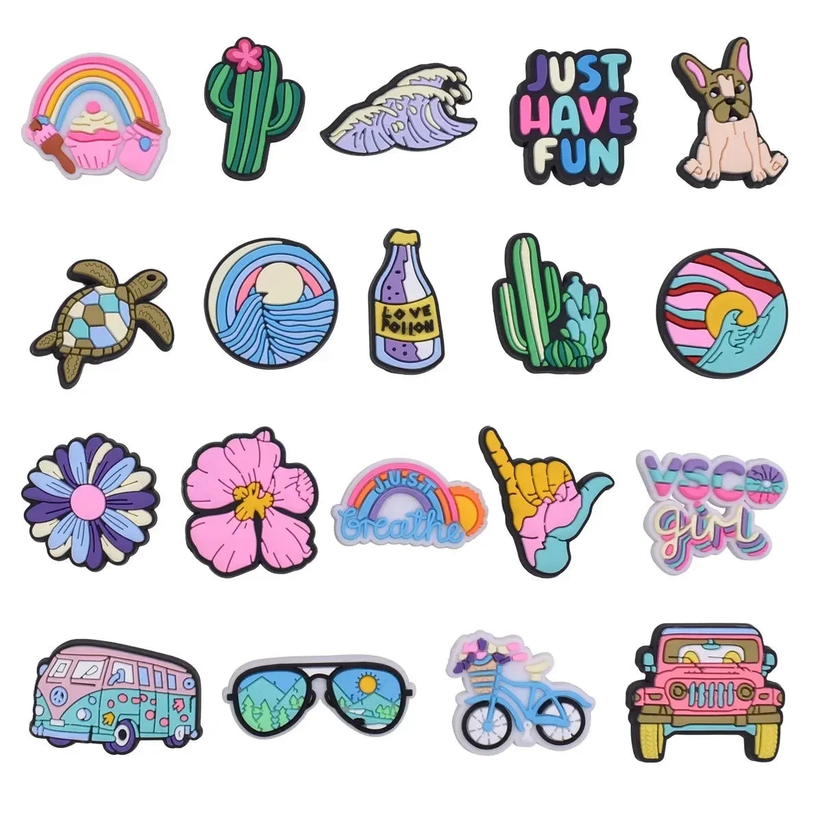 Shoe Charms for Crocs Accessories
 Outing Shoes Charm for Croc Decorations Pins Men Accessory Jeans Woman Clogs Clips Badges Good Vibrations