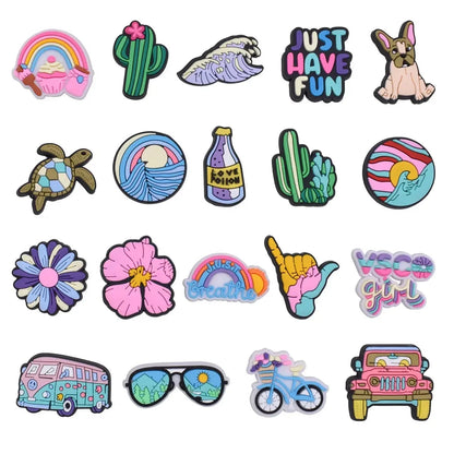 Shoe Charms for Crocs Accessories
 Outing Shoes Charm for Croc Decorations Pins Men Accessory Jeans Woman Clogs Clips Badges Good Vibrations