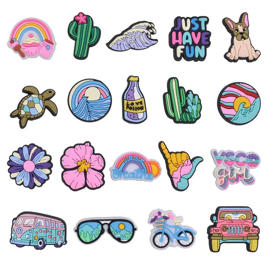 Shoe Charms for Crocs Accessories
 Outing Shoes Charm for Croc Decorations Pins Men Accessory Jeans Woman Clogs Clips Badges Good Vibrations