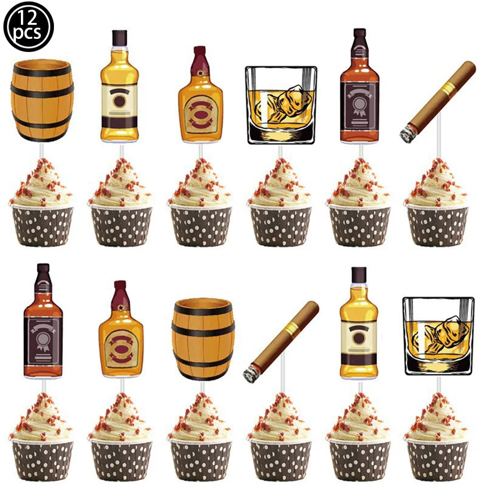 Whiskey Birthday Party Decorations Balloons Hanging Swirls Tablecloth Beers 30th 40th 50th Whiskey Birthdayy Party Decorations Good Vibrations