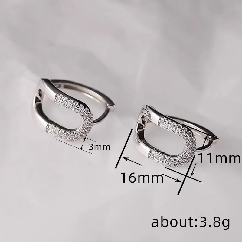 2026 New European and American Simple Geometric Ear Buckle Women's Fashion Personality Compact Half Circle Zircon Jewelry Good Vibrations