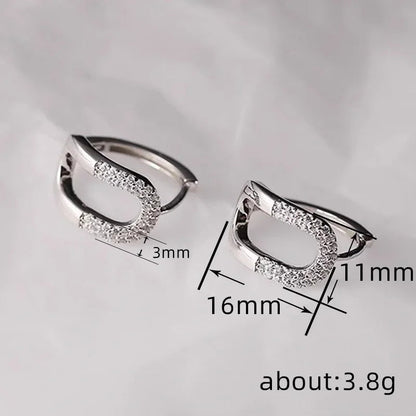 2026 New European and American Simple Geometric Ear Buckle Women's Fashion Personality Compact Half Circle Zircon Jewelry Good Vibrations