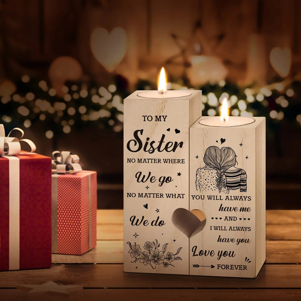 1pcs sister gift, heart candlestick gift for sister, best sister birthday, thanksgiving, wedding gift (without candles) Good Vibrations