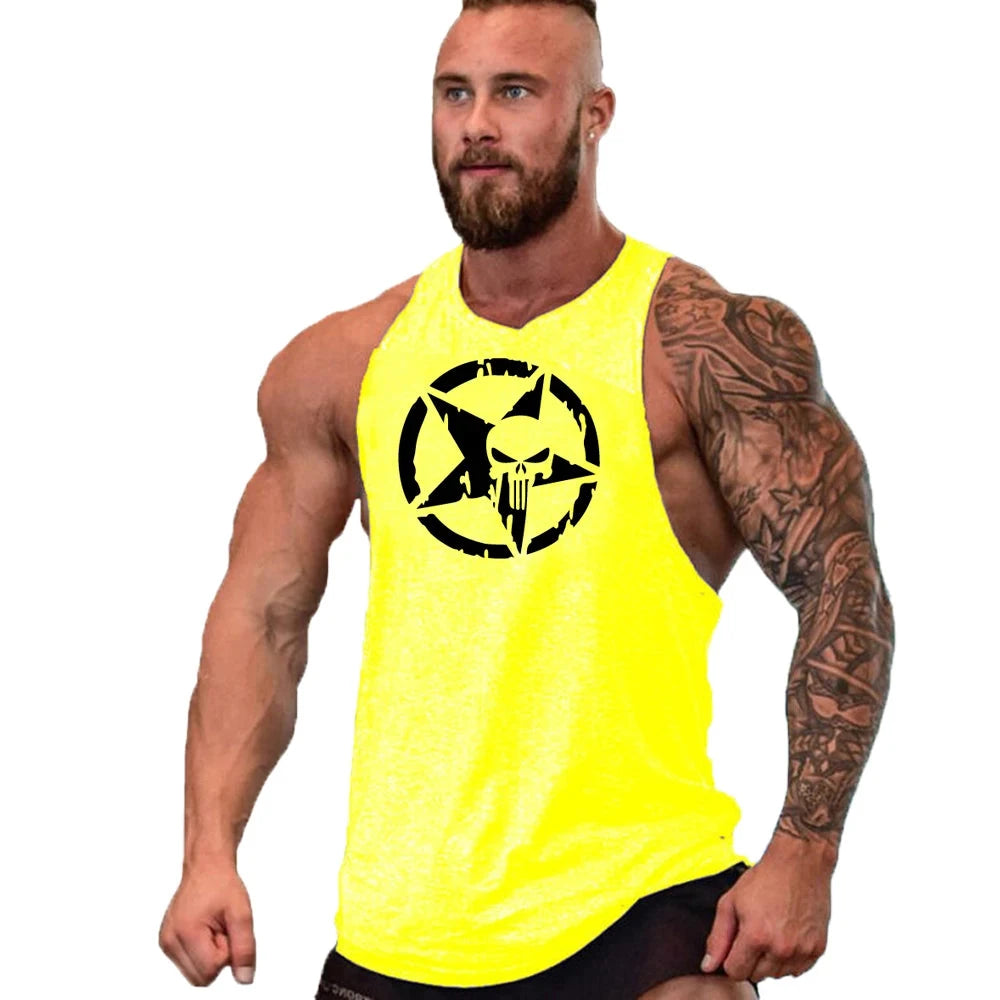 New fashion pure cotton sleeveless shirt vest men's fitness shirt men's undershirt bodybuilding exercise fitness vest fitness me Good Vibrations