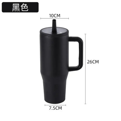 40oz Cross-border thermos cup 40oz double-layer ice cup leak-proof foldable straw cover convenient direct drinking mouth car cup Good Vibrations
