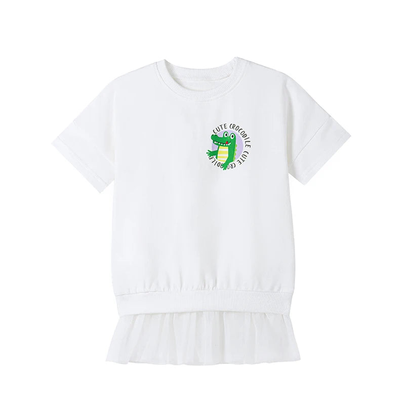 Little maven Baby Girls Summer Casual Clothes Little Genius Pretty Cartoon Dress Kids Soft and Comfort Wear Children's Clothing Good Vibrations