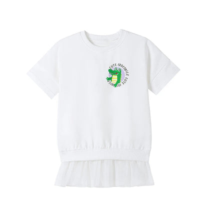 Little maven Baby Girls Summer Casual Clothes Little Genius Pretty Cartoon Dress Kids Soft and Comfort Wear Children's Clothing Good Vibrations