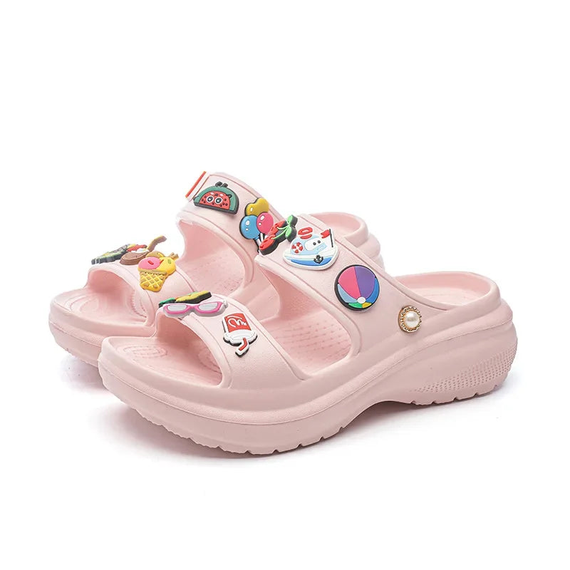 Sandals for Women 2023 Korean Wedge Platform High Heels Ladies Shoes Outdoor Beach Peep Toe Non-slip Sandalias De Mujer Good Vibrations