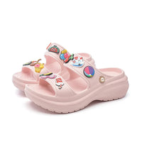 Sandals for Women 2023 Korean Wedge Platform High Heels Ladies Shoes Outdoor Beach Peep Toe Non-slip Sandalias De Mujer Good Vibrations