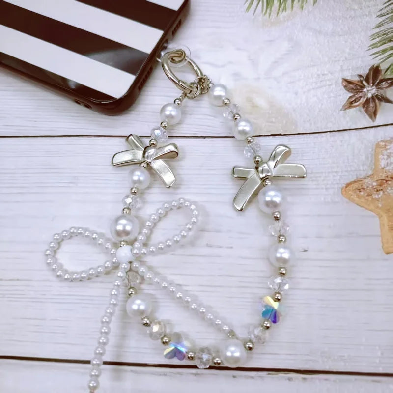 Holiday party gifts for family and friends, pearls, bows, bead chains, bags, keychains, phone cases, pendants Good Vibrations