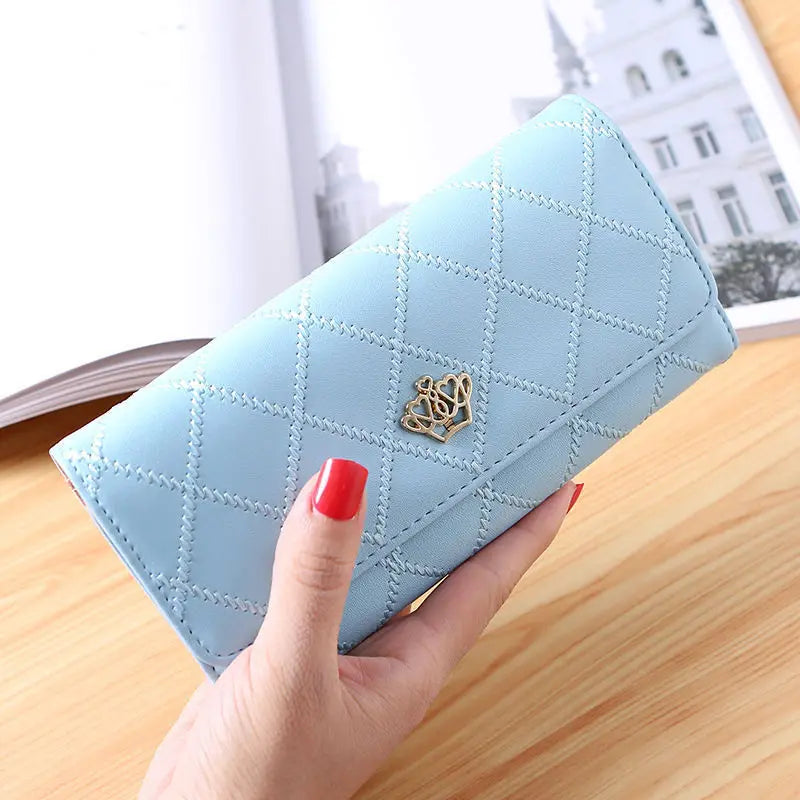 Plaid Long Wallet Women's PU Leather Slim Card Holder Coin Purse Phone Bag Money Organizer Fashion Wallet Good Vibrations