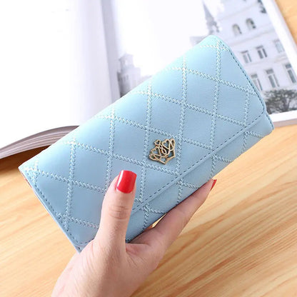 Plaid Long Wallet Women's PU Leather Slim Card Holder Coin Purse Phone Bag Money Organizer Fashion Wallet Good Vibrations