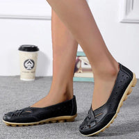 Women Flats Genuine Leather Women's Loafers Nurse Shoes Hollow Shoes Women Slip On Women Shoes Footwear Ballet Flats Women Good Vibrations