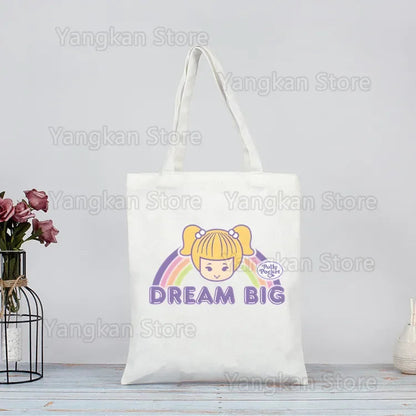 Polly Pocket Print Reusable Shopping Bag Bolsas De Tela Grocery Shopper Shopping Jute Bag Cotton Bag Jute Sacola Reciclaje Good Vibrations