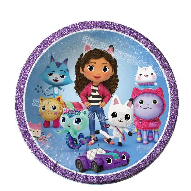 Gabby Dollhouse Birthday Party Supplies Kids Disposable Tableware Backdrop Cake Decoration Girl Baby Shower Numbers Balloon Gift Good Vibrations