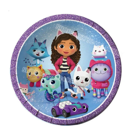 Gabby Dollhouse Birthday Party Supplies Kids Disposable Tableware Backdrop Cake Decoration Girl Baby Shower Numbers Balloon Gift Good Vibrations