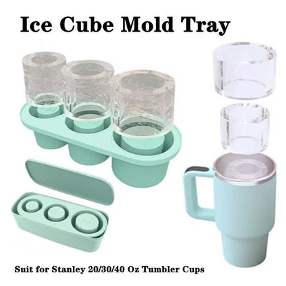 3-Grid Ice Cube Tray For Stanley 30/40 Oz Tumbler Cups Reusable Cylinder Silicone Ice Cube Molds With Lid For Drink Juice Coffee Good Vibrations Adult Super Store