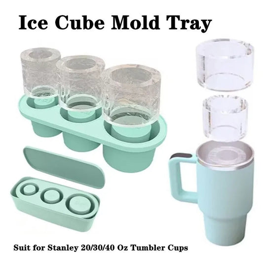 3-Grid Ice Cube Tray For Stanley 30/40 Oz Tumbler Cups Reusable Cylinder Silicone Ice Cube Molds With Lid For Drink Juice Coffee Good Vibrations Adult Super Store