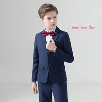 kids suit Navy Blue Wedding Suit For Boys Birthday Photography Dress Child Red Blazer School Performance Party Prom Clothing Set Good Vibrations