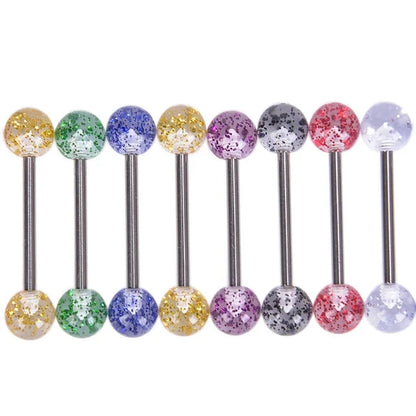 6PCS Acrylic AB Tongue Piercing Set Nipple Piercing Barbell Bulk 14G Shiny Tongue Barbell Lot Nipple Ring Pack Piercing Lengua Good Vibrations Adult Super Store
