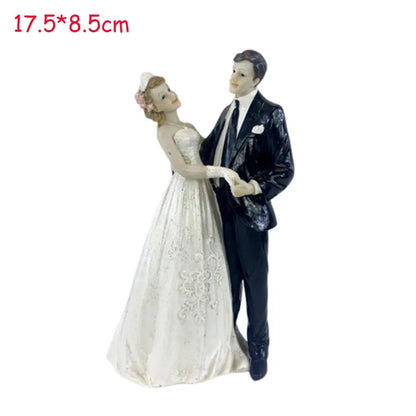 1PC Couple Figurines Miniatures Bride and Groom Cake Toppers Dolls Valentine's Day Wedding Anniversary Cake Decoration Supplies Good Vibrations