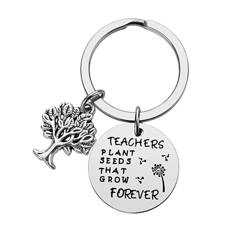 New Teacher Appreciation Gift Keychain Pendant  Graduation Key Chains Keyrings Gift Teachers Plant Seeds That Grow Forever Good Vibrations