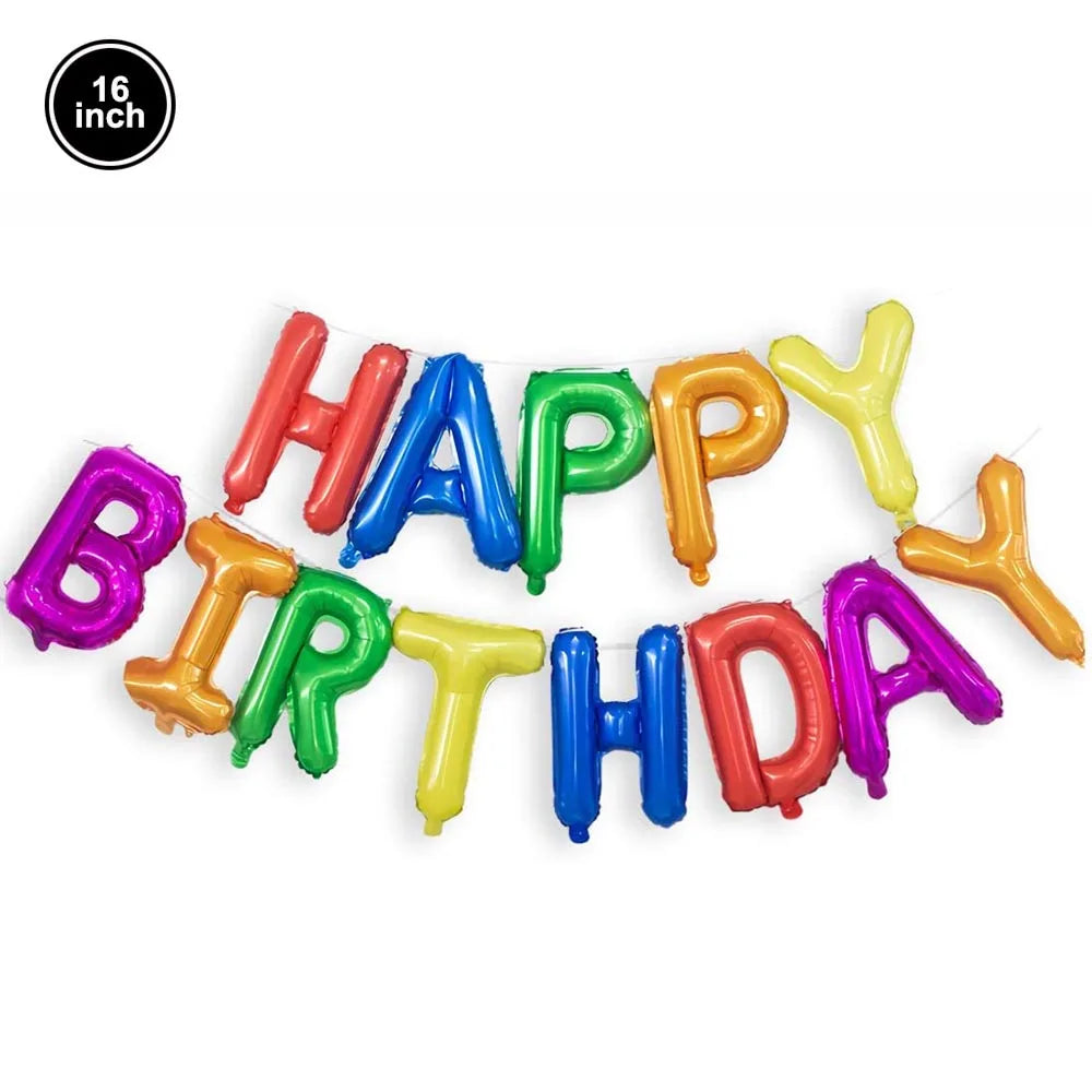 Happy Birthday Balloons Blue Golden Red Pink Black Foil Balloons Boys Girls Birthday Party Decoration Supplies Hanging Decor Good Vibrations