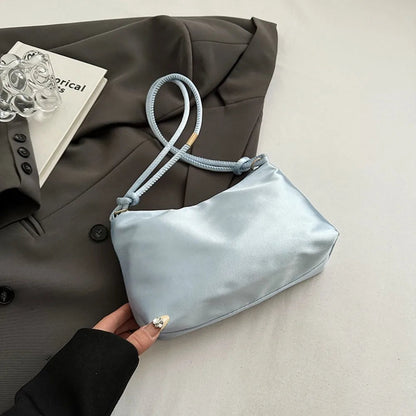 Casual Solid Color Fashion Elegant Shoulder Bag Smooth Cloth Satin Underarm Bag Leisure Shoulder Bag Good Vibrations