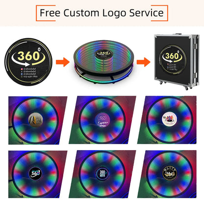 360 Photo Booth Machine Portable Free Custom Logo Automatic Glass 360 Video Booth with Flight Case for Party Events Wedding Good Vibrations