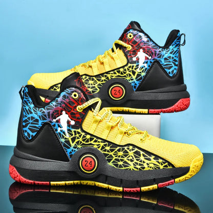 Basketball Shoes Men Field Training Non-slip High-top Luxyry Design Mesh Breathable Sneakers Pro Original Kids Basketball Boots Good Vibrations