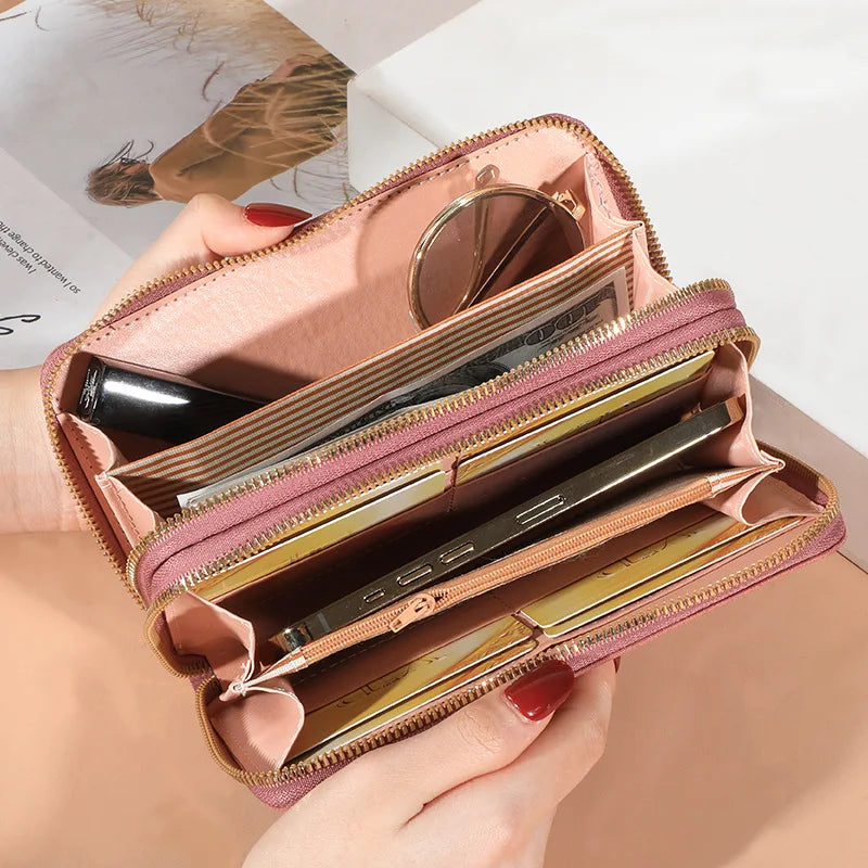Long Women's Wallet Female Purses Tassel Coin Purse Card Holder Wallets Double Zipper Pu Leather Clutch Luxury Money Phone Bag Good Vibrations