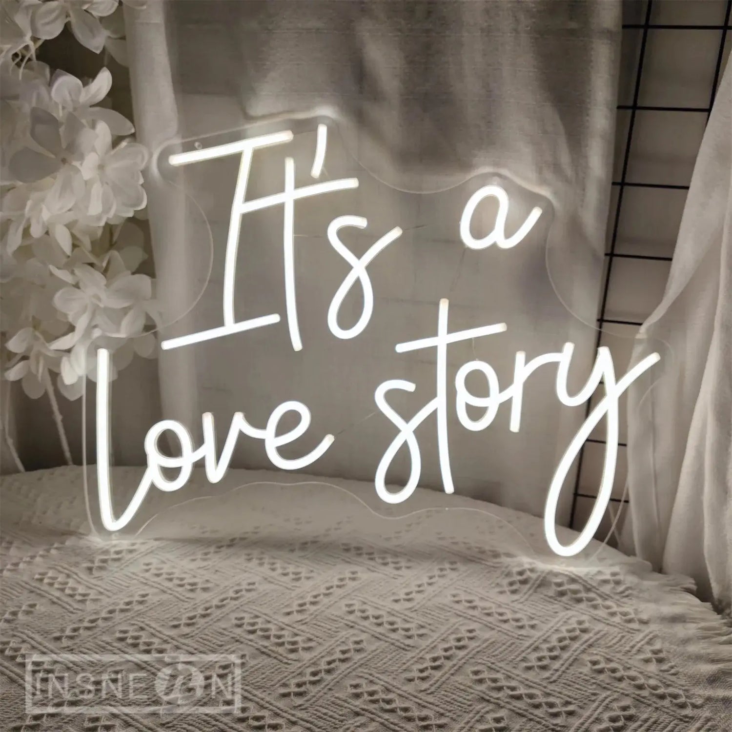 It's a Love Story Neon Light Sign for Wedding Party Wall Decor LED Neon Signs Room Bedroom Wall Decoration Neon Lamp USB Power Good Vibrations
