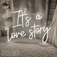 It's a Love Story Neon Light Sign for Wedding Party Wall Decor LED Neon Signs Room Bedroom Wall Decoration Neon Lamp USB Power Good Vibrations