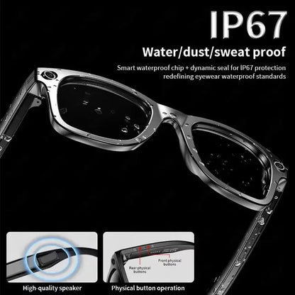 Smart Glasses HD Recording Videos AI Photo Recognition Answer Translation 290mAh Large Battery IP67 Waterproof Bluetooth Glasses Good Vibrations