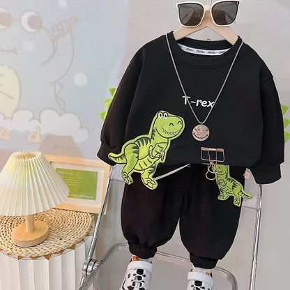Baby Clothes 2025 New Children's Little Bear Long Sleeve Set Boys and Girls' Letter Sweater Pants Two Piece Set Simple Sportswea Good Vibrations