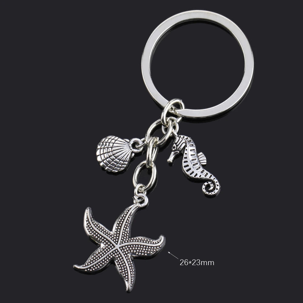 Fashion Animal Women Keychain Car Moon Cat Dog Love Heart Key Chain Friends Gift Jewelry Bag Pendant Wing Evil Eye Angel Turtles Good Vibrations