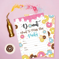 10pcs Sweet Donut Invitation Letter Birthday Party Single Page Invited Greeting Cards Wedding Baby Shower Party Invitation Card Good Vibrations
