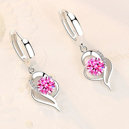 925 Sterling Silver New Woman Fashion Jewelry High Quality Blue Pink White Purple Crystal Zircon Hot Selling Earrings Good Vibrations