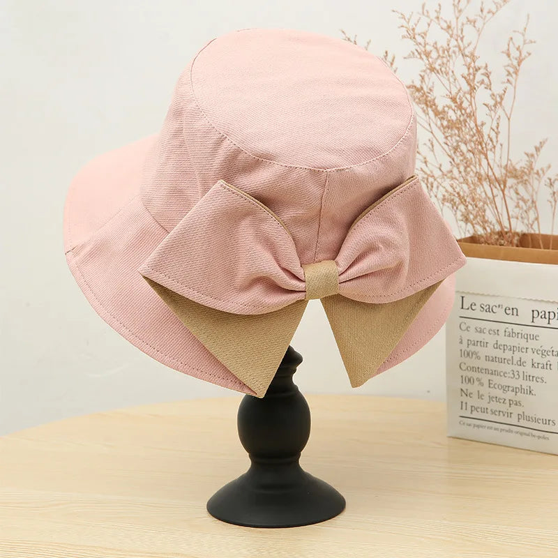 Women's hat, big brim hat, women's summer fisherman's hat, casual sun protection bow, versatile sun hat Good Vibrations