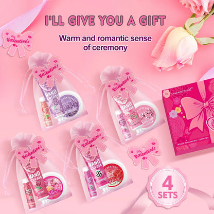 Gift sets 20PCS/box bulk thank you gifts assembly distribution lip balm hand cream perfume pink gift bag and bow card Good Vibrations