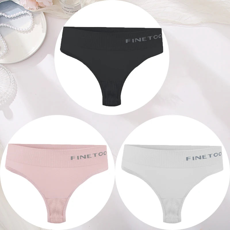 3PCS/Set Women's Panties Sexy Underwear FINETOO Large Size Thong Women Seamless Panties High Waist Girls Thongs M-2XL Good Vibrations