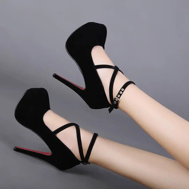 Sexy High Heels Ladies Stilettos Strappy Pumps Women's Sandals Summer Shoes Platform Heels Woman Ankle Strap Shoes Good Vibrations