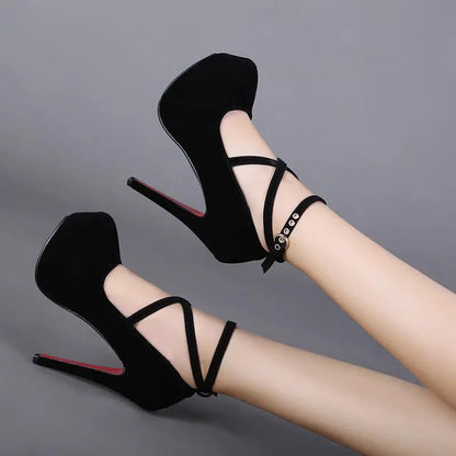 Sexy High Heels Ladies Stilettos Strappy Pumps Women's Sandals Summer Shoes Platform Heels Woman Ankle Strap Shoes Good Vibrations