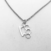 Brass Knuckles Pendant Necklace for Women Men Neck Chain Vintage Summer Gothic Goth Jewelry Trend 2022 Accessories Holiday Gifts Good Vibrations