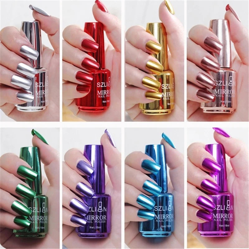 Mirror Effect Metallic Nail Polish Purple Rose Gold Silver  Nail Art Polish for Nails Manicure Lacquer Decoration Good Vibrations
