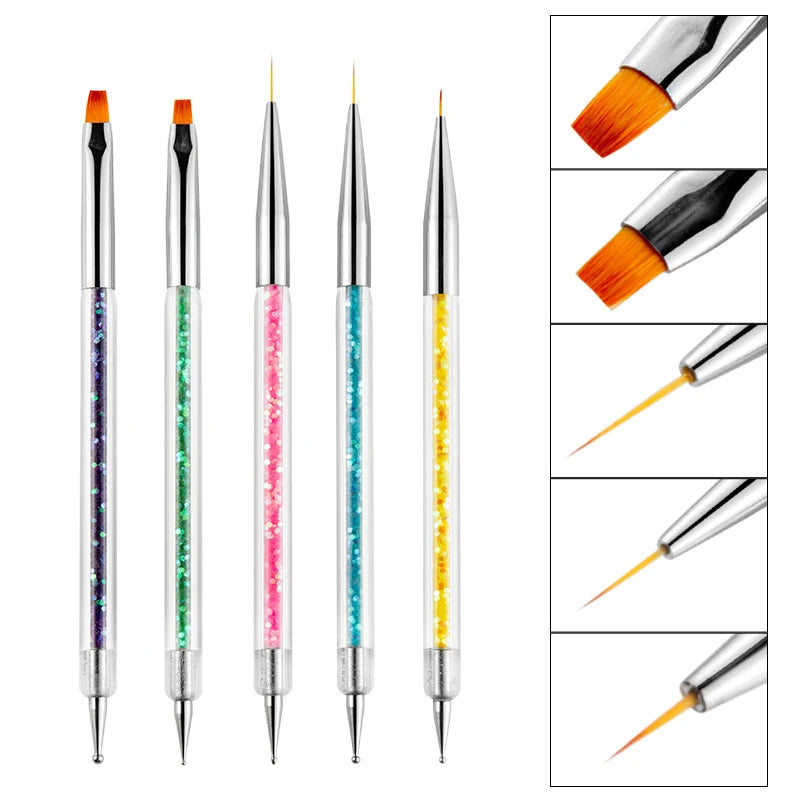 5Pc Nails Art Dotting Pen Acrylic Drawing Liner Supplies Brush Rhinestone Gems Picker UV Gel Painting Manicure Accessoires Tools Good Vibrations