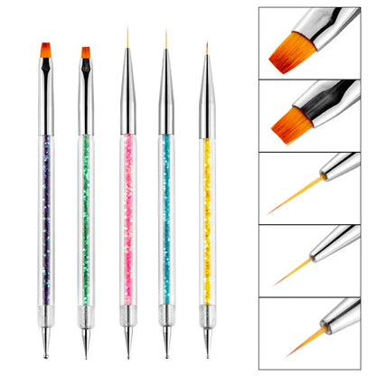 5Pc Nails Art Dotting Pen Acrylic Drawing Liner Supplies Brush Rhinestone Gems Picker UV Gel Painting Manicure Accessoires Tools Good Vibrations
