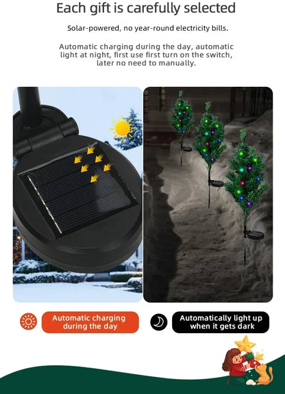 2025 Hot Outdoor Decoration Christmas Tree Light Solar Charging Simulation Pine Tree 20 LED Lawn Light Garden Decoration Light Good Vibrations